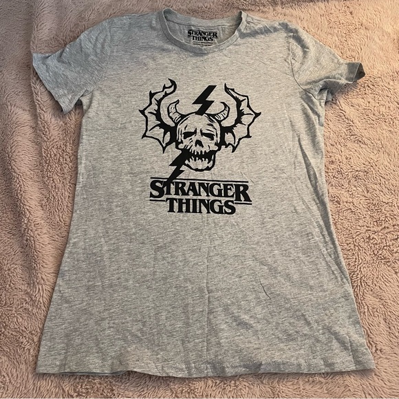 Stranger Things Tops - Stranger Things Grey Graphic Tee